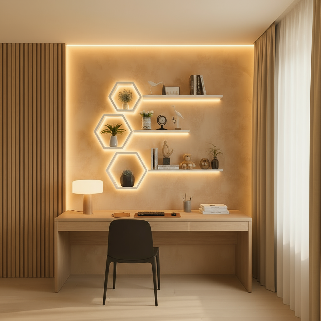 REPISAS HEXAGONALES CON LUCES LED